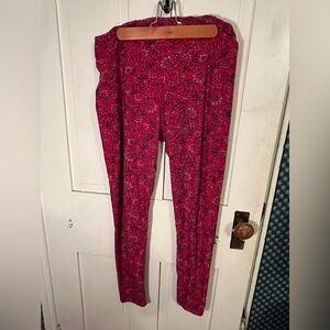 LuLaRoe Red Floral Leggings